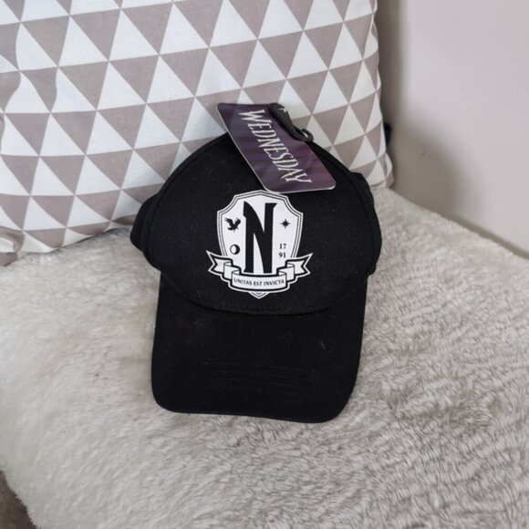 NWT Wednesday Addams Netflix Merch Goth Dark Academia Whimsigoth Cap - Picture 8 of 9